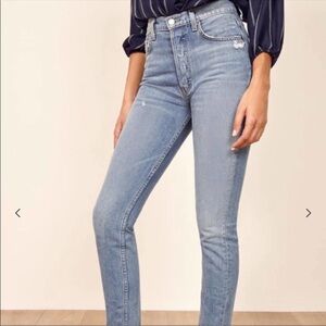 Reformation Melissa High and Skinny Jeans in Blue Wash